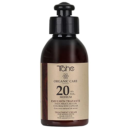 Tahe Emulsión Tratante Organic Care | Emulsión Oxigenada para la Mezcla de Coloración Capilar, Para Cobertura de Canas Normal. Ingredientes ECO-certificados y Animal Friendly. 20 Vol 100 ml