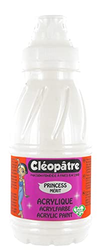 Cleopatre - PAM250-1N- Pintura acrílica Princess Merit nacarada - Frasco de 250 ml - Blanco nacarado