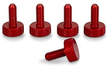 PrecisionGeek Tornillo de cabeza moleteada Aluminio Rojo M4 x 10mm 5pz