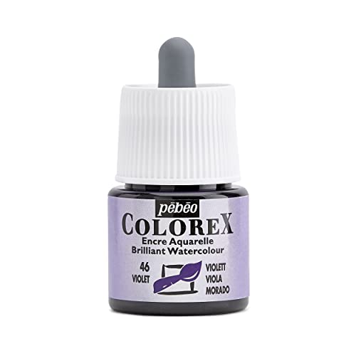Tinta Colorex 45ML Violeta - Tinta para acuarela Colorex Pebeo - Acabado aterciopelado - Tinta de dibujo multiuso para todos los medios - 45ML - Violeta