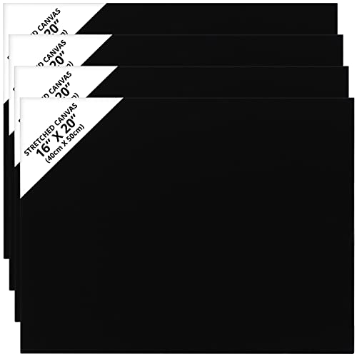 Belle Vous Pack de 4 Lienzos Negros para Pintar - 40 x 50 cm - Paneles de Lienzos en Blanco Pre Estirados - Lienzos para Pintar Óleo y Acrílica - Tablilla Entelada Bocetos y Dibujos