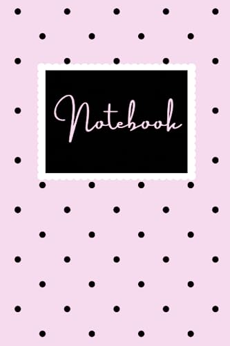 Notebook: Baby Pink Notebook with Black Polka Dots - Blank Lines
