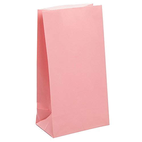 Unique-Paquete de 12 bolsas de regalo de papel, color rosa claro, (59001)