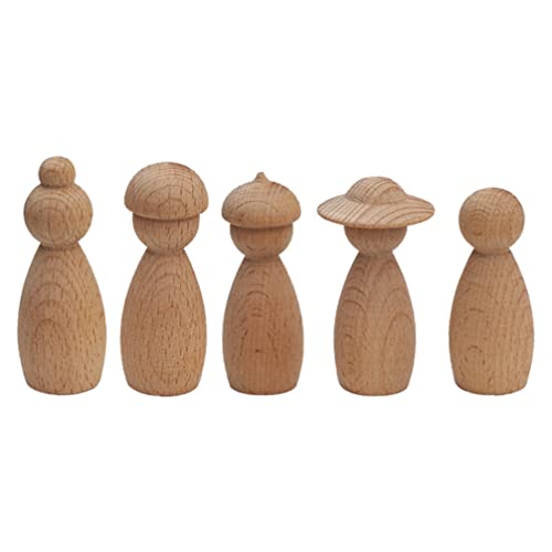 Warmhm 5 Unids ?ecas de Madera sin Terminar DIY de Madera Puppet Mini Doll Oranement Ni?o Pintura para Ni?os Juguetes Educativos Tempranos para Regalos de Fiesta Aula Muñecos De Madera