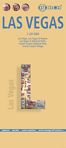 Las Vegas, plano callejero plastificado. Escala 1:20.000. Borch.: Las Vegas, Las Vegas & Region, Las Vegas & National Parks, Grand Canyon National Park, Grand Canyon Village (Borch Map)