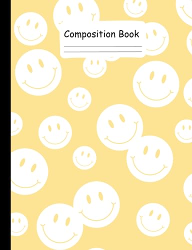 Preppy Vibes Composition Book: 110-page, pastel yellow with happy faces