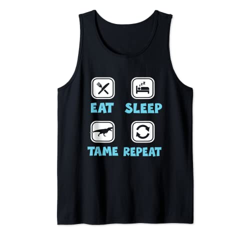 Eat Sleep Tame Repeat Funny Dino Dinosaur Camiseta sin Mangas