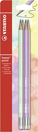 STABILO swano - Lápiz de grafito con goma - Blíster con 4 colores - Multicolor