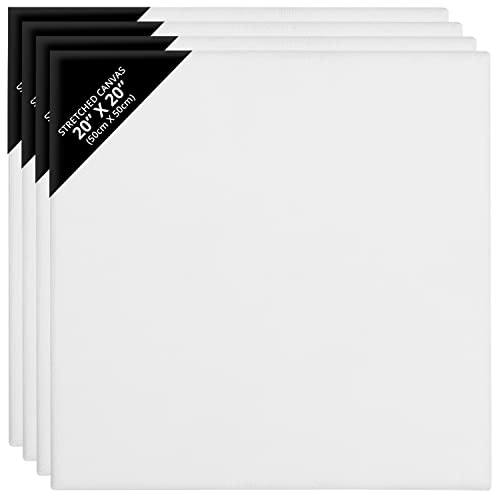 Belle Vous Pack de 4 Lienzos para Pintar en Blanco 50 x 50 cm - Set Panel de Lienzo Preestirado - Aptos para Pintura Acrílica y al Óleo - Lienzo Blanco para Bocetos y Dibujos