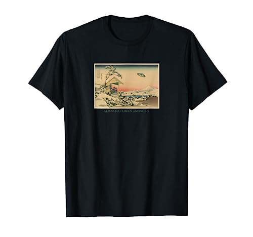 extraterrestres en tradicional japonés antiguo pintura UFO platillo Camiseta