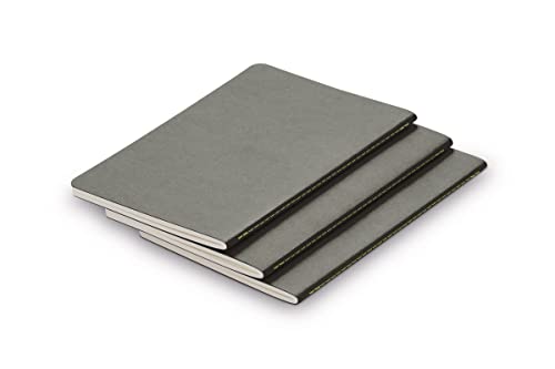 Lamy Lote de 3 cuadernos de papel 810 – Formato DIN A5 (145 x 210 mm) con cubierta gris plata, lineado 64 páginas