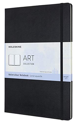 Moleskine 21 x 29.7 cm A4 Size Watercolour Notebook Classic Watercolour Notebook, Paper Suitable for Watercolour Pencils and Paints Hard Cover and Elastic Closure, Colour Black, 60 Pages