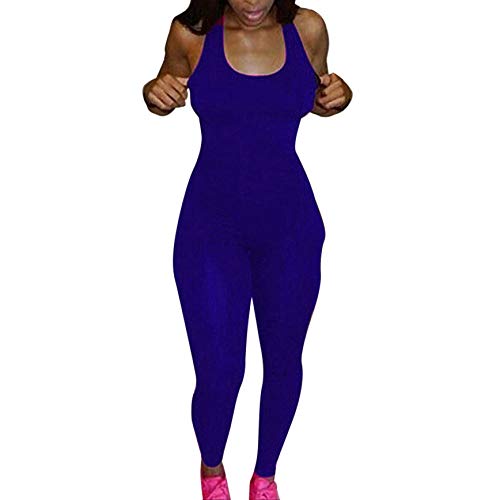LOIJMK Mono Slim Long Yoga Chándal Pantalones Deportivos Bodysuit Mujer Mujer Mono de Nieve Mujer Una pieza, azul, XL