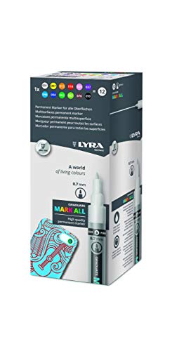 LYRA Mark All, Rotuladores permanentes multisuperficie, punta redonda, Estuche cartón, colores surtidos