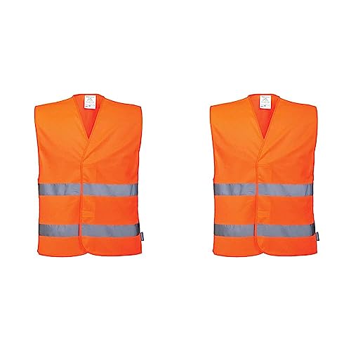 Portwest Chaleco Con Dos Bandas, Tamaño: 4X/5X, Color: Naranja, C474ORR4X/5X