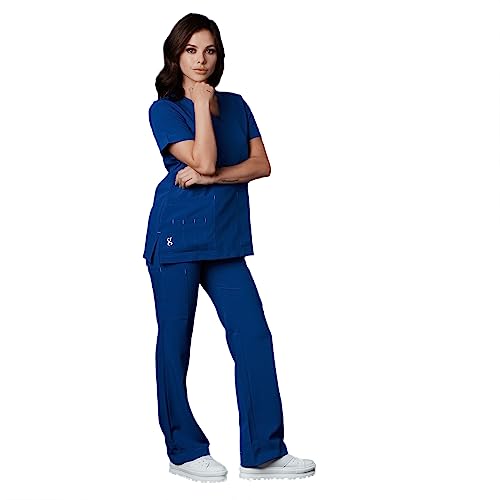 GALLANTDALE Uniforme Sanitario Pijama Ropa De Trabajo Catherine Mujer Repelente Antibacterial Esterilizable Resistente Uniformes Sanitarios Color Azul Rey Talla XS