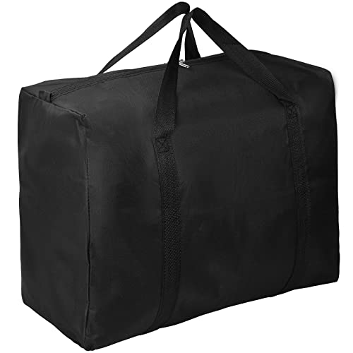 180L Extra Grande Bolsa de Almacenamiento con Asa y Cremallera, Gran Bajo la Cama Almacenaje Bolsa, Impermeable Bolsa Mudanza, Bolsas de Transporte para Guardar Ropa Edredones Viaje (Negro)