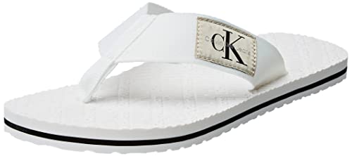 Calvin Klein Correas de Chanclas, Hombre, Blanco Brillante y Negro, 42 EU