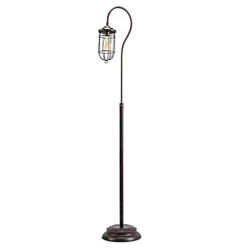 Lámpara de pie industrial negra para sala de estar, lámpara de pie vintage E27 con pantalla de jaula de metal ajustable, luz de piso para dormitorio, comedor, lámpara de pie decorativa