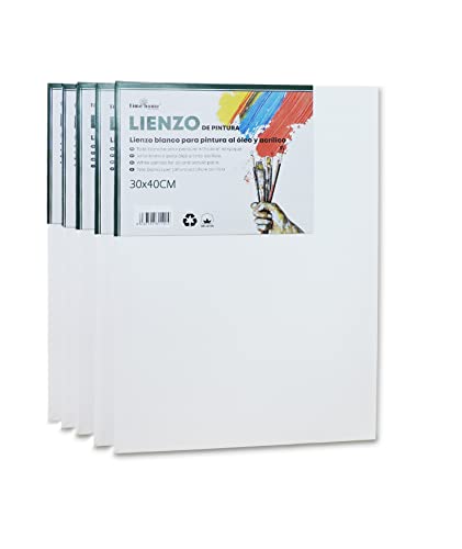 Pack lienzos canva blancos para pintar con bastidor preestirado - 100% algodón 280g/m² - varios tamaños (5PCS - 30X40)