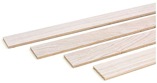 wodewa Regleta de madera de roble Ártico 1 m, listón de madera 30 x 4 mm, para revestimiento de pared, techo, suelo, manualidades