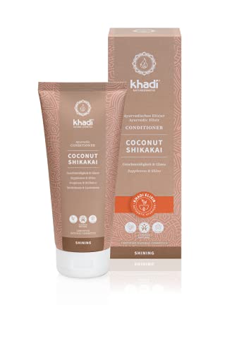 khadi COCONUT SHIKAKAI Acondicionador ayurvédico, 100% naturales, sin silicona, coco & shikakai para la flexibilidad, brillo, peinabilidad, también para rizos, cosmética natural certificada 200ml