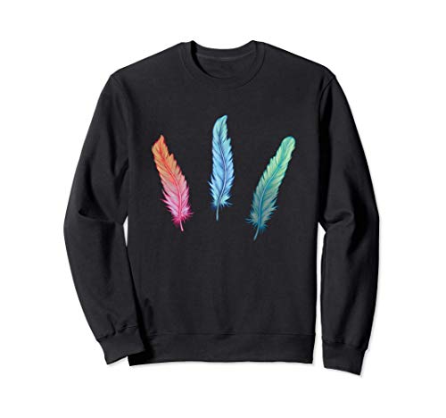 Plumas de acuarela Pájaros nativos de estilo boho de colores Sudadera