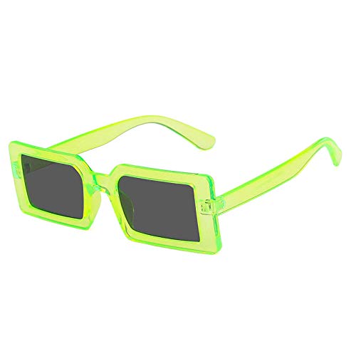 DLSM Moda Fluorescente Verde rectángulo Mujer Gafas de Sol Claro océano Lente Gafas Vintage Hombres Gafas de Sol UV400 Geeignet Für Straßenaufnahmen im Freien-Gris Verdoso