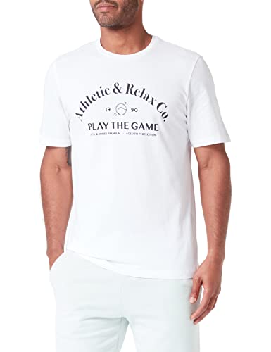Jack & Jones Jprbluplay SS Crew Neck Fst Mar23-Camiseta Camiseta, Blanco Brillante, S para Hombre
