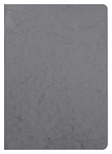 Clairefontaine, 733005C -Libreta grapada, A4 (21 x 29,7 cm), 96 páginas blancas lisas 90 gr, Age Bag, Gris