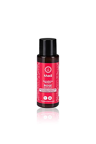 Khadi Champú Rosa: reparador y acondicionador. 30 ml. Formato Viaje, Negro, Talla Única