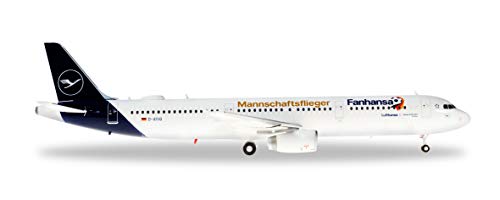 Herpa 559416 - Airbus A321, Piloto del Equipo Fanhansa 2018, Lufthansa, Alas, Aviador, Aeromodelismo, Modelos en Miniatura, Objetos de colección, Plástico - Escala 1:200, Multicolor