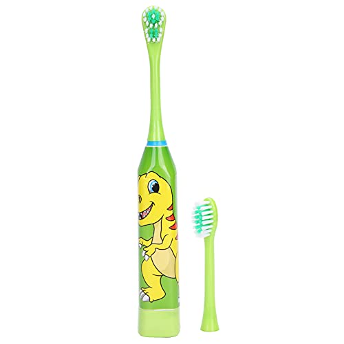 Cepillo de dientes eléctrico para niños, patrón de dibujos animados encantador, cepillo de dientes para limpieza de dientes para el cuidado bucal, material de grado alimenticio(verde claro)
