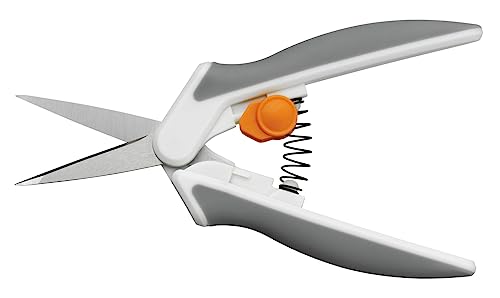 Fiskars Tijeras Multiuso Softgrip, con Micro-Tip, Longitud 16 cm, Hoja de Acero Inoxidable/Mangos de Plástico, Blanco/Gris, Easy Action, 1003874