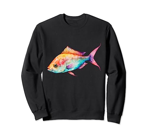 Hermoso pez colorido, camiseta colorida acuarelas mar del sur Sudadera