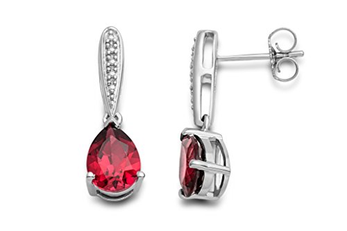 Pendientes Miore para mujer en plata de ley 925 con rubí rojo y diamantes naturales.