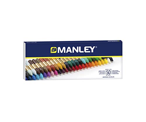Manley Ceras 50 Unidades | Ceras de Colores Profesionales | Estuche de Ceras Blandas de Trazo Suave | Pueden Mezclarse los Colores | Colores Surtidos