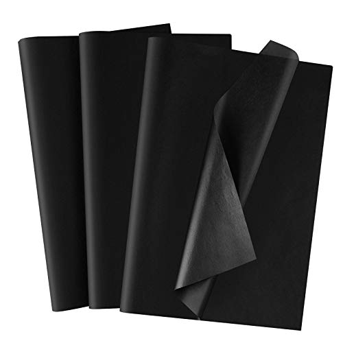 MIAHART 50 hojas de papel de seda negro 35 x 50 cm papel de regalo a granel papel de regalo para decoración de fiesta de cumpleaños de graduación (negro)