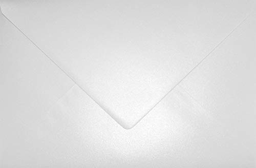 Netuno 25x sobres nacarados blancos DIN C5 162x229mm 120g Aster Metallic White con solapa engomada puntiaguda sin ventana para invitaciones boda Navidad cumpleaños cartas tarjetas fiestas bricolaje