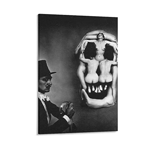 Póster de pintura de Salvador Dali para mujer, diseño de calavera de Salvador Dali, obras de arte geniales, arte de pared, impresiones en lienzo para colgar, 60 x 90 cm