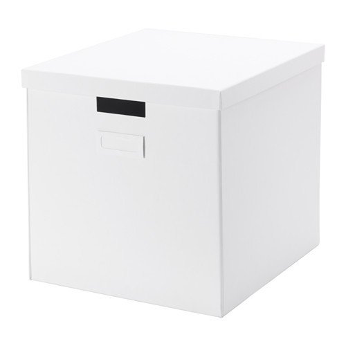 IKEA TJENA caja con tapa en color blanco; (32 x 35 x 32 cm)
