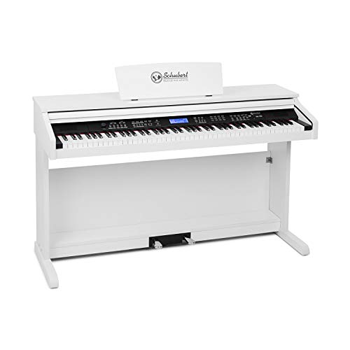 Schubert Subi 88 MK II - Piano digital, Piano eléctrico, Teclado piano eléctrico de 88 teclas, MIDI, USB, 360 sonidos, 160 ritmos, 80 canciones demo, Pantalla LCD, Compatible con Hi-Fi PA, Blanco