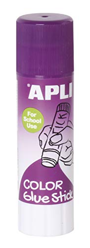 APLI 14392 - Barra de pegamento adhesivo de color lila, libre de solvente y no tóxica, 21 gr