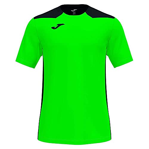 joma Championship VI Camiseta, Hombre, Verde Flúor-Negro, M