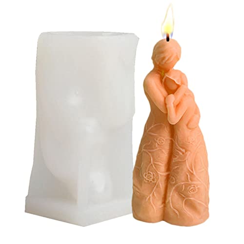 Cipliko Moldes para hacer velas – Figura de madre hija molde de silicona – Moldes de fundición para velas de bricolaje, jabón, arcilla, yeso, chocolate, regalo del día de la madre