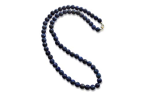 Vifaleno Collar de Piedras Preciosas Joyas, Lapis Lazuli, Natural,esférico, facetas, 6mm, Plata de Ley 925