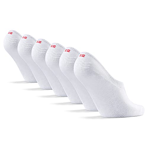 DANISH ENDURANCE 6 Pack Pinkies en Bambú, Transpirables, Calcetines Invisibles Mujer y Hombre, Blanco, 35-38