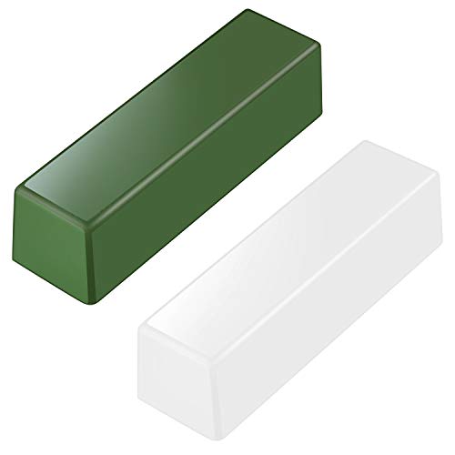 Kit de 2 Piezas de Total 9,8 Onzas Compuestos de Pulido de Cuero de Acero Inoxidable Compuesto de Pulido Verde para Lustrar, Pulir, Cuchillas de Afilar, Cinceles de Tallado en Madera (Blanco y Verde)