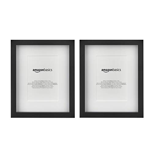 Amazon Basics Marco para fotos con paspartú, 20 x 25 cm con paspartú de 28.4 x 23.32 cm, Negro, Paquete de 2