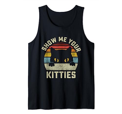 Muéstrame Tus Gatitos Vintage Estilo Retro Amante Del Gato Camiseta sin Mangas